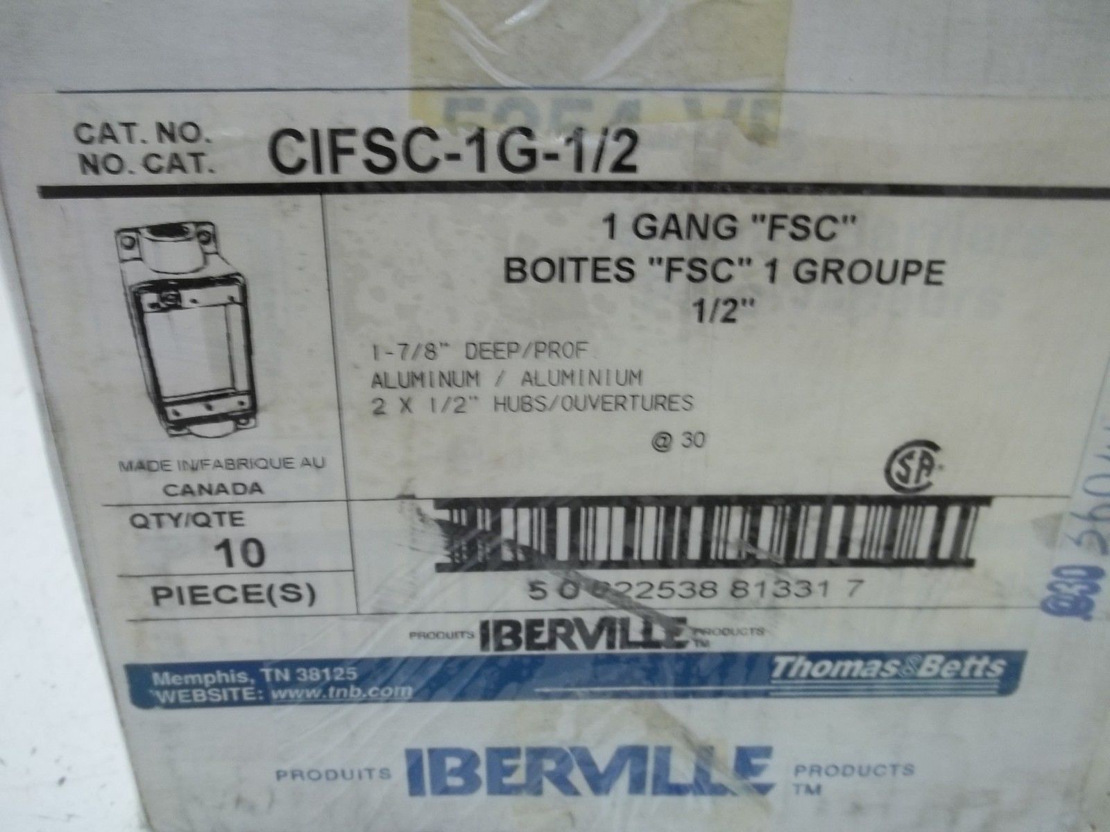 LOT OF 10 THOMAS & BETTS CIFSC-1G-1/2 1 GANG NSMP