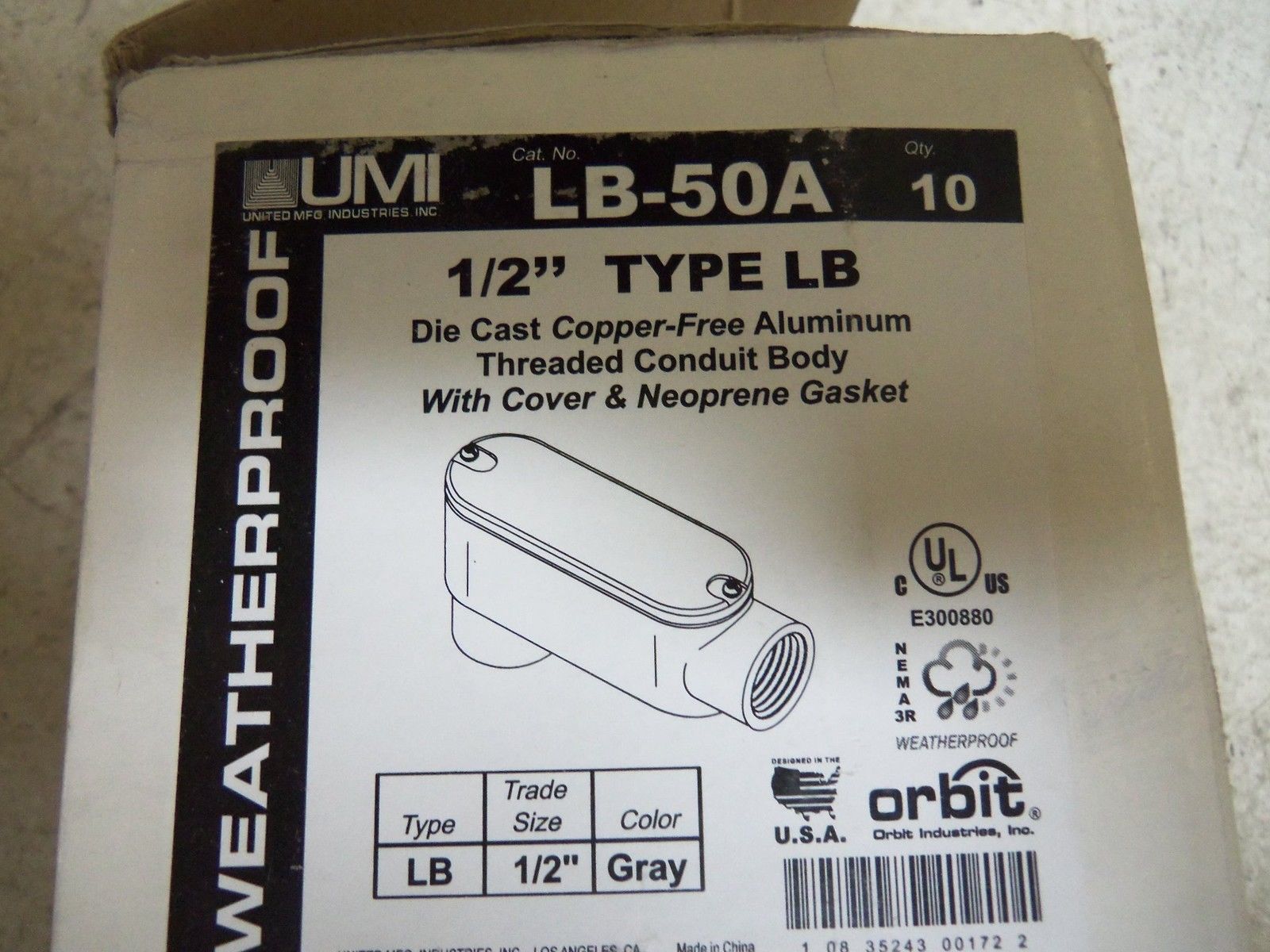 LOT OF 10 UMI LB-50A CONDUIT NSMP