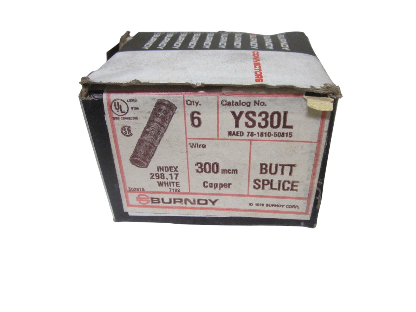 LOT OF 11 BURNDY YS30L BUTT SPLICE NSMP