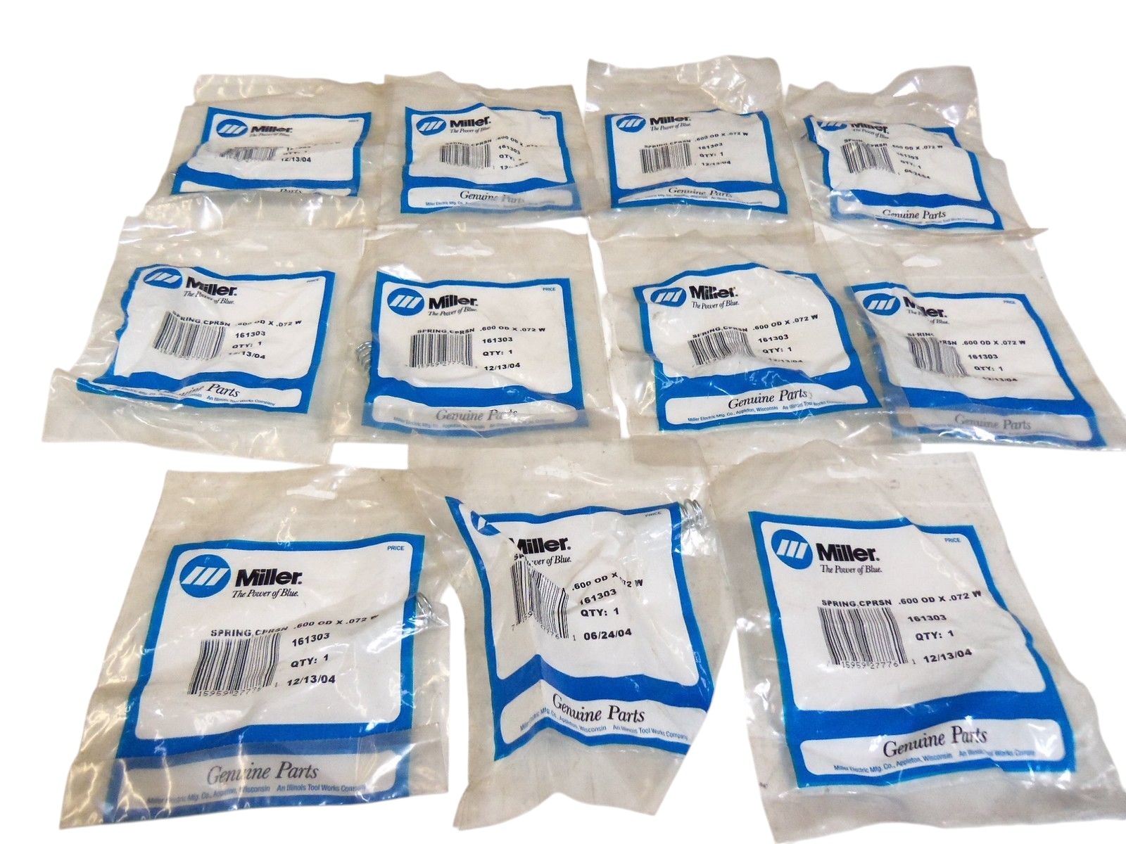 LOT OF 11 MILLER SPRING .600 ODX .072 W 161303 NSMP