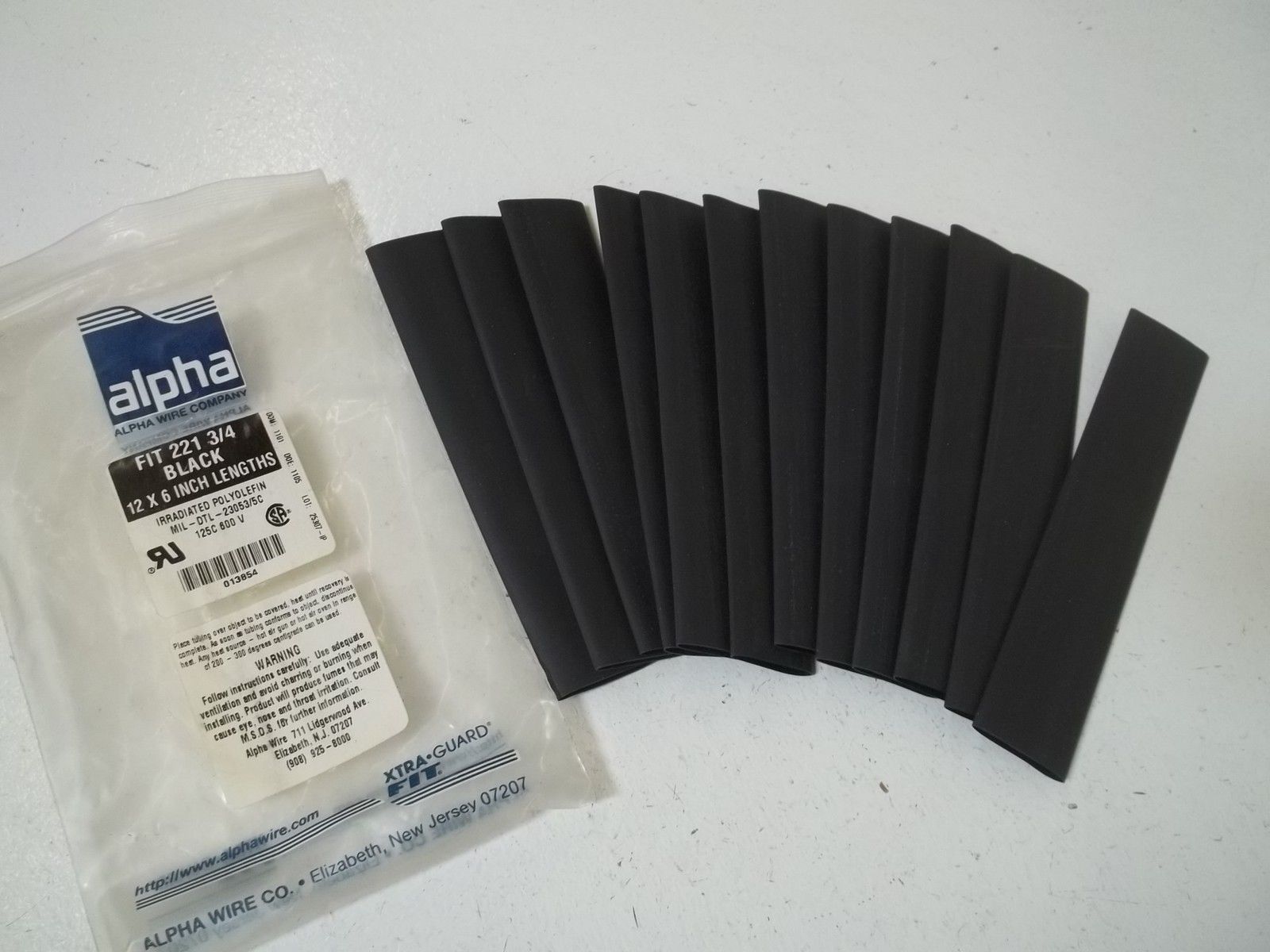 LOT OF 12 ALPHA  MIL-DTL-23053/5C FIT 221 3/4 BLACK 12X6 INCH LNGNSMP
