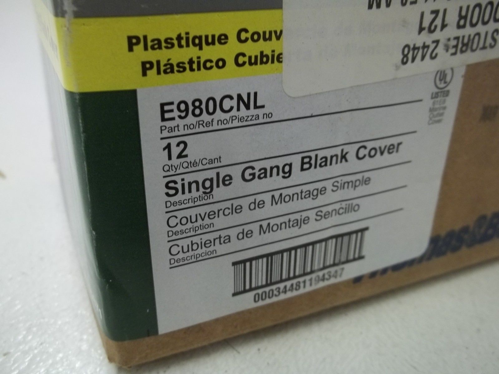 LOT OF 12 CARLON E980CNL SINGLE GANG BLANK COVER NSMP