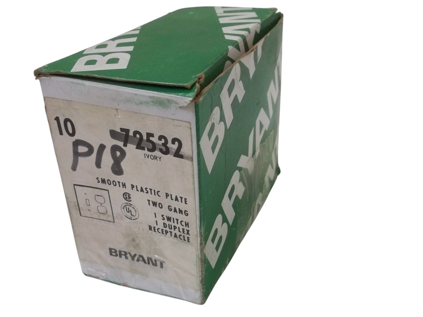 LOT OF 13 BRYANT 72532 TWO GANG 1 SWITCH,1 DUPLEX RECEPTACLENSMP