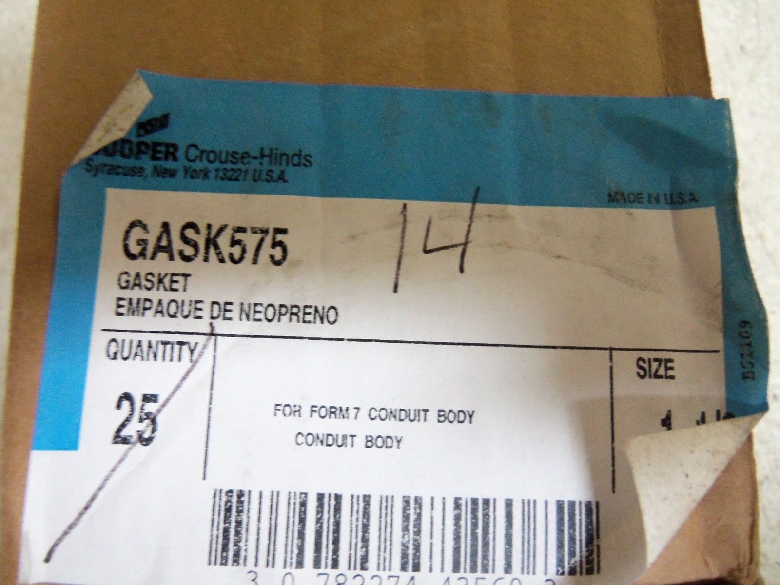 LOT OF 14 CROUSE-HINDS GASK575 GASKET NSMP