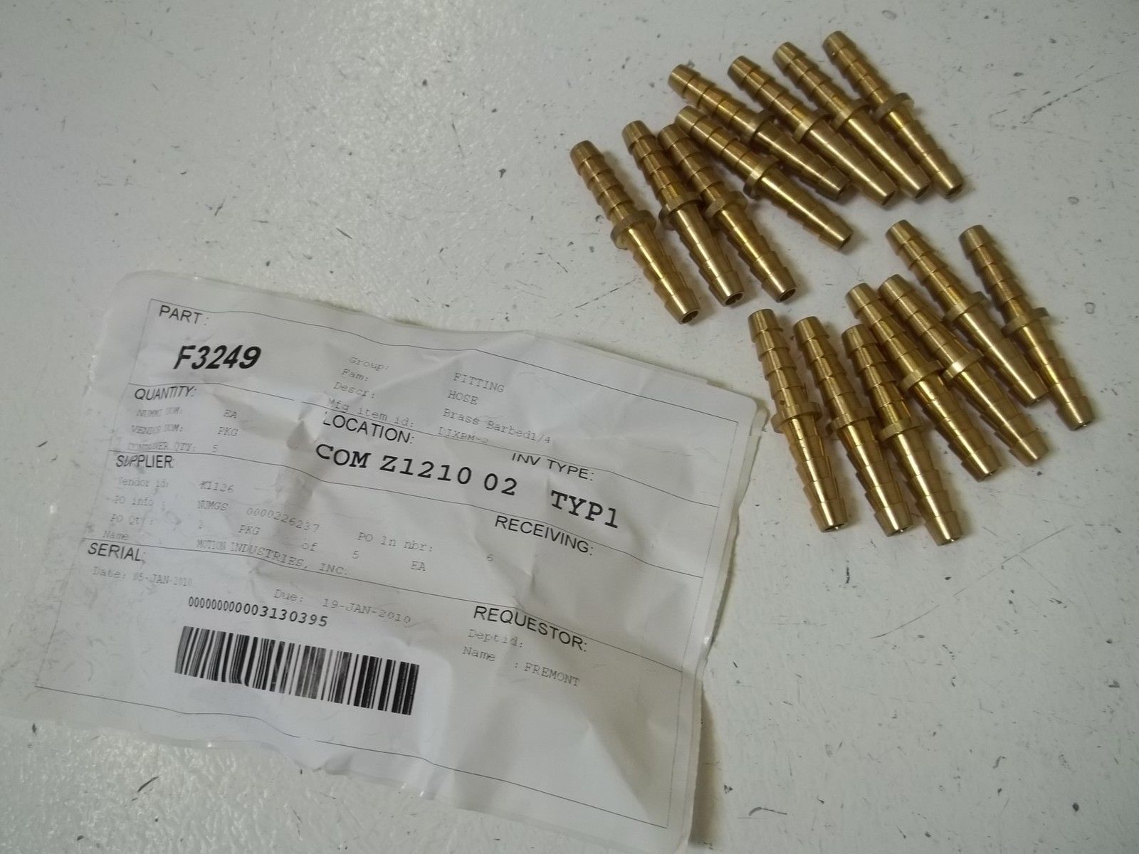 LOT OF 15 BRASS BARBED DIXBM-2 HOSE 1/4" NSNP