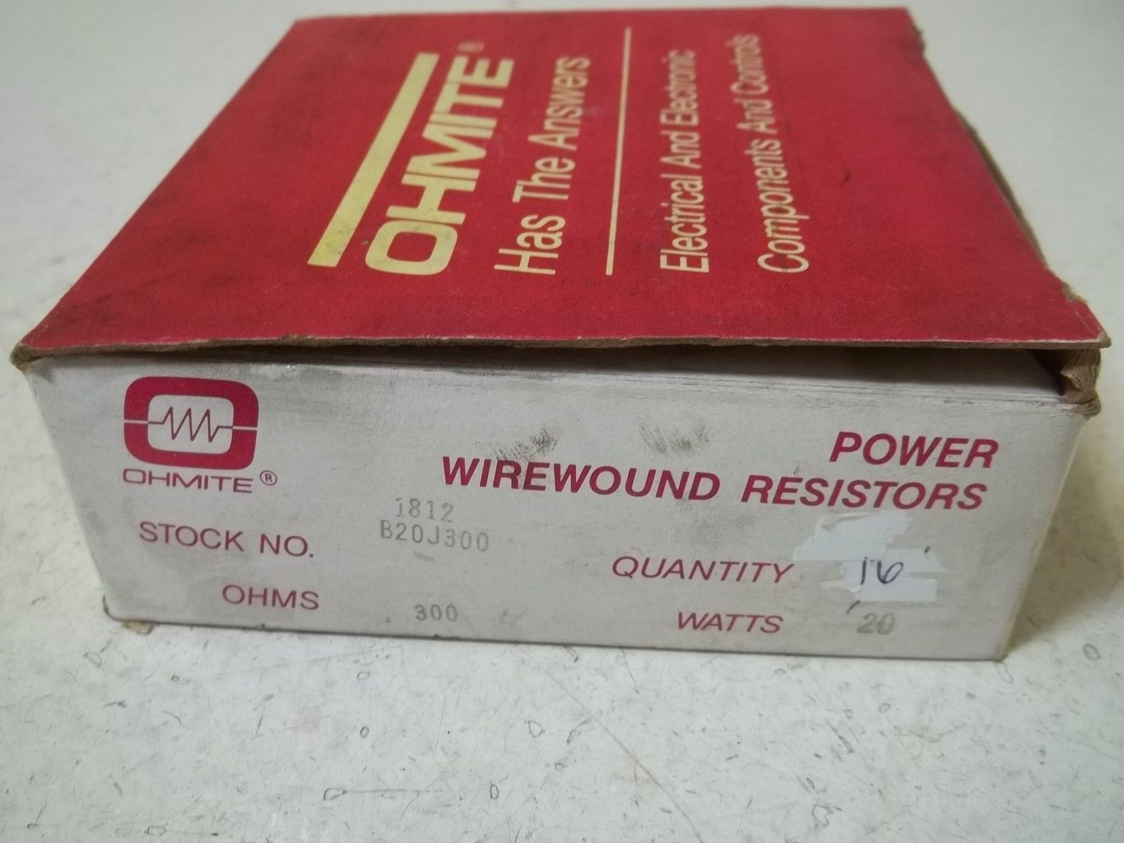 LOT OF 16 OHMITE B205300 WIREWOUND RESISTOR 20WATTS, 300 OHMS NSMP