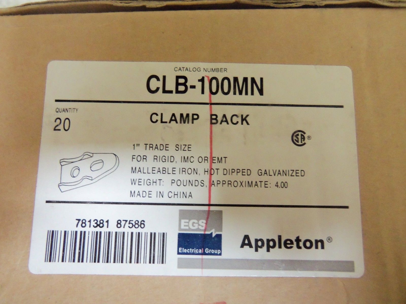 LOT OF 20 APPLETON CLB-100MN CLAMP NSMP