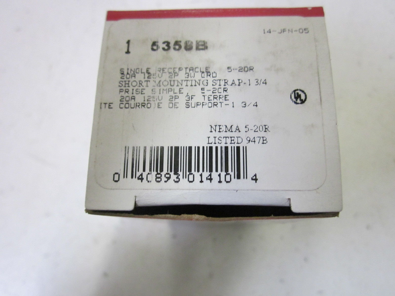 LOT OF 20 COOPER 5858B  SINGLE RECEPTACLE NSMP