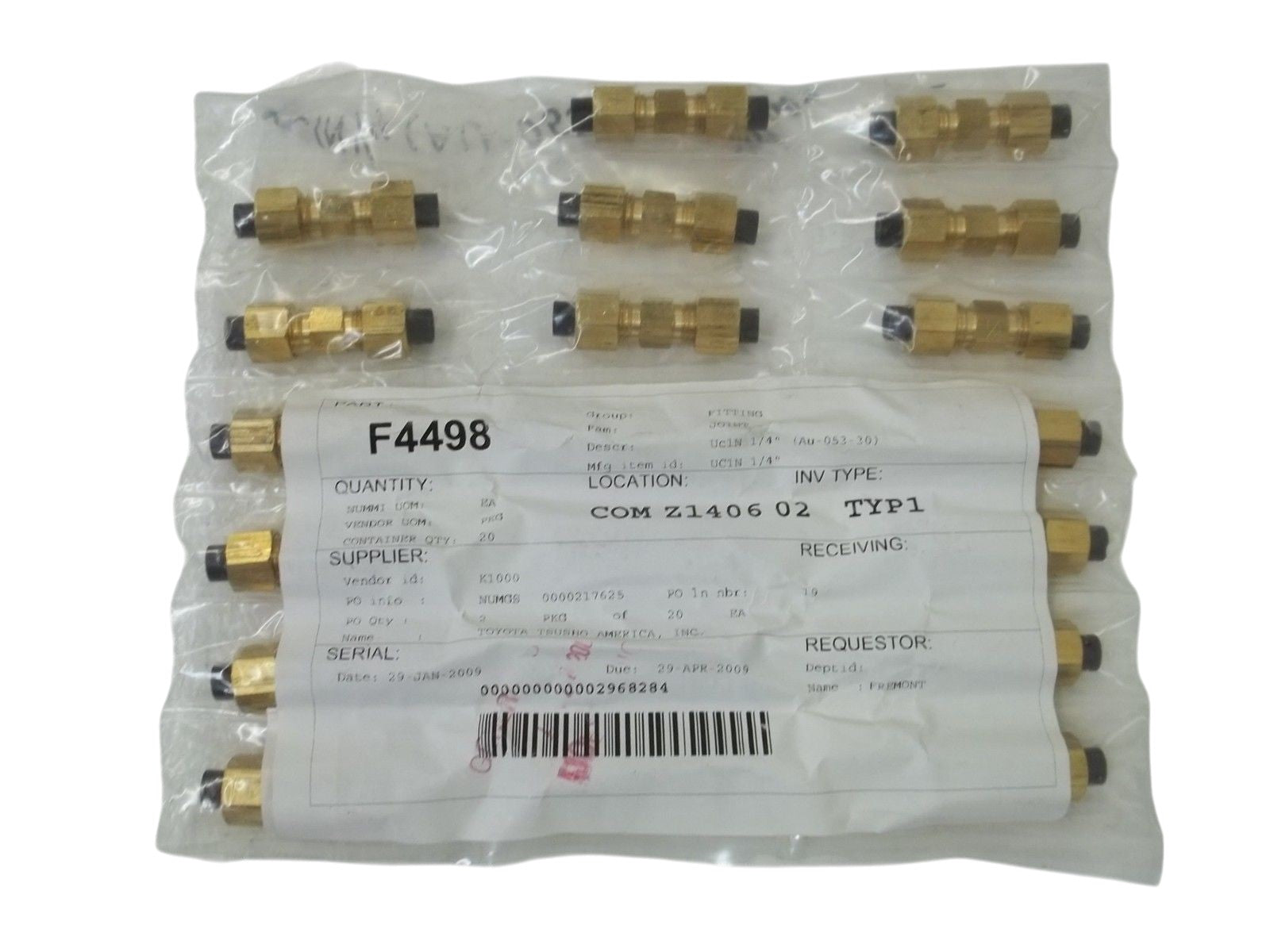 LOT OF 20 NITTA MOORE UC1N1/4 FITTINGS NSNP