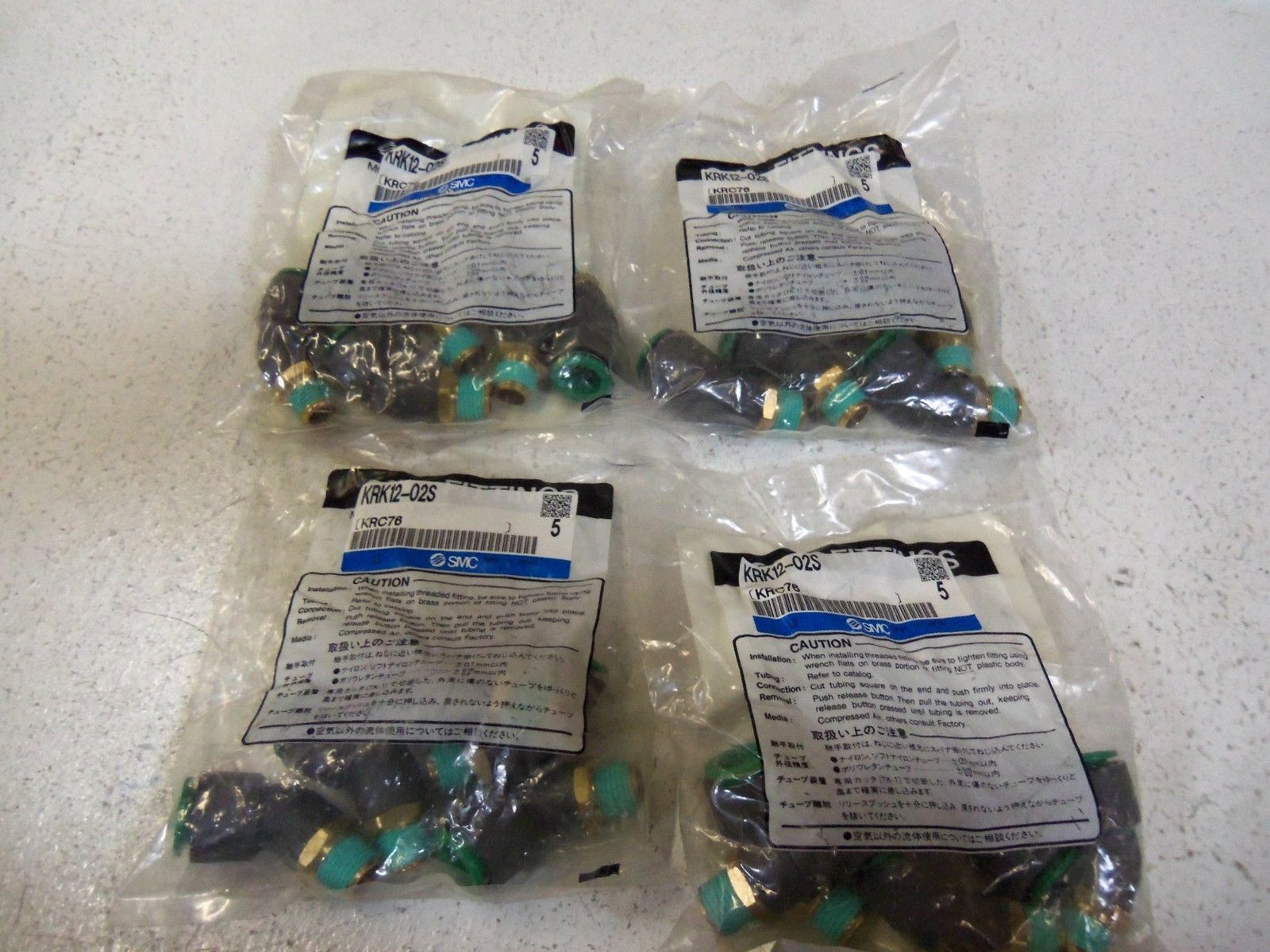 LOT OF 20 SMC FITTINGS KRK12-02S NSMP