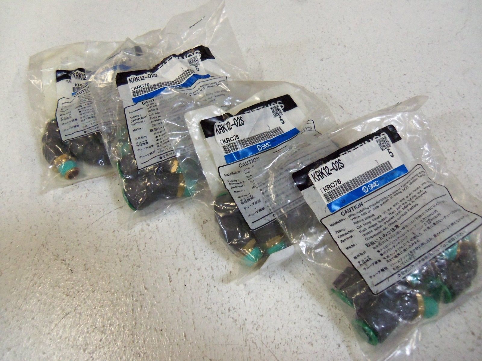 LOT OF 20 SMC FITTINGS KRK12-02S NSMP