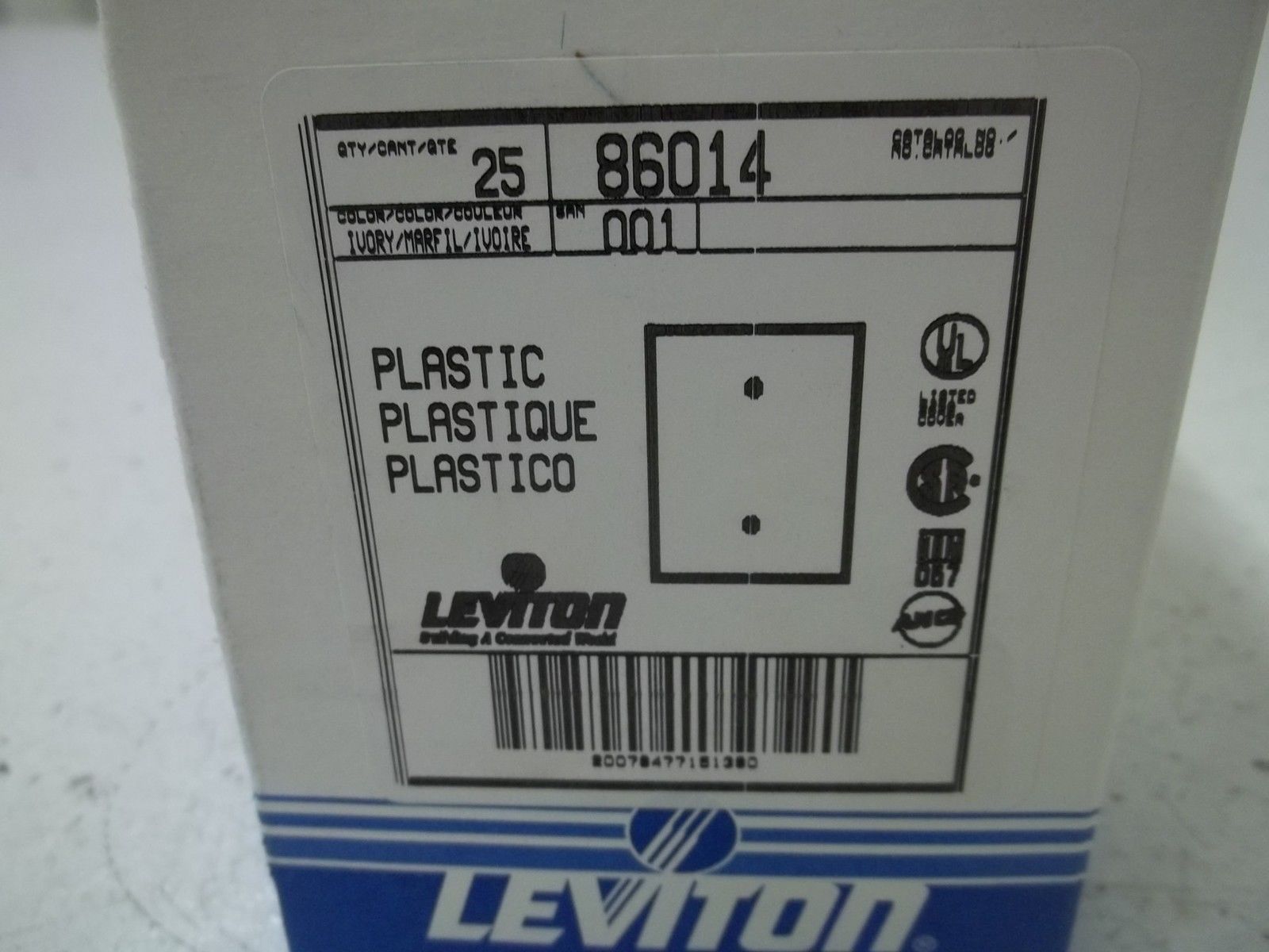 LOT OF 25 LEVITON 86014 PLASTIC SINGLE BLANK PLATE NSMP