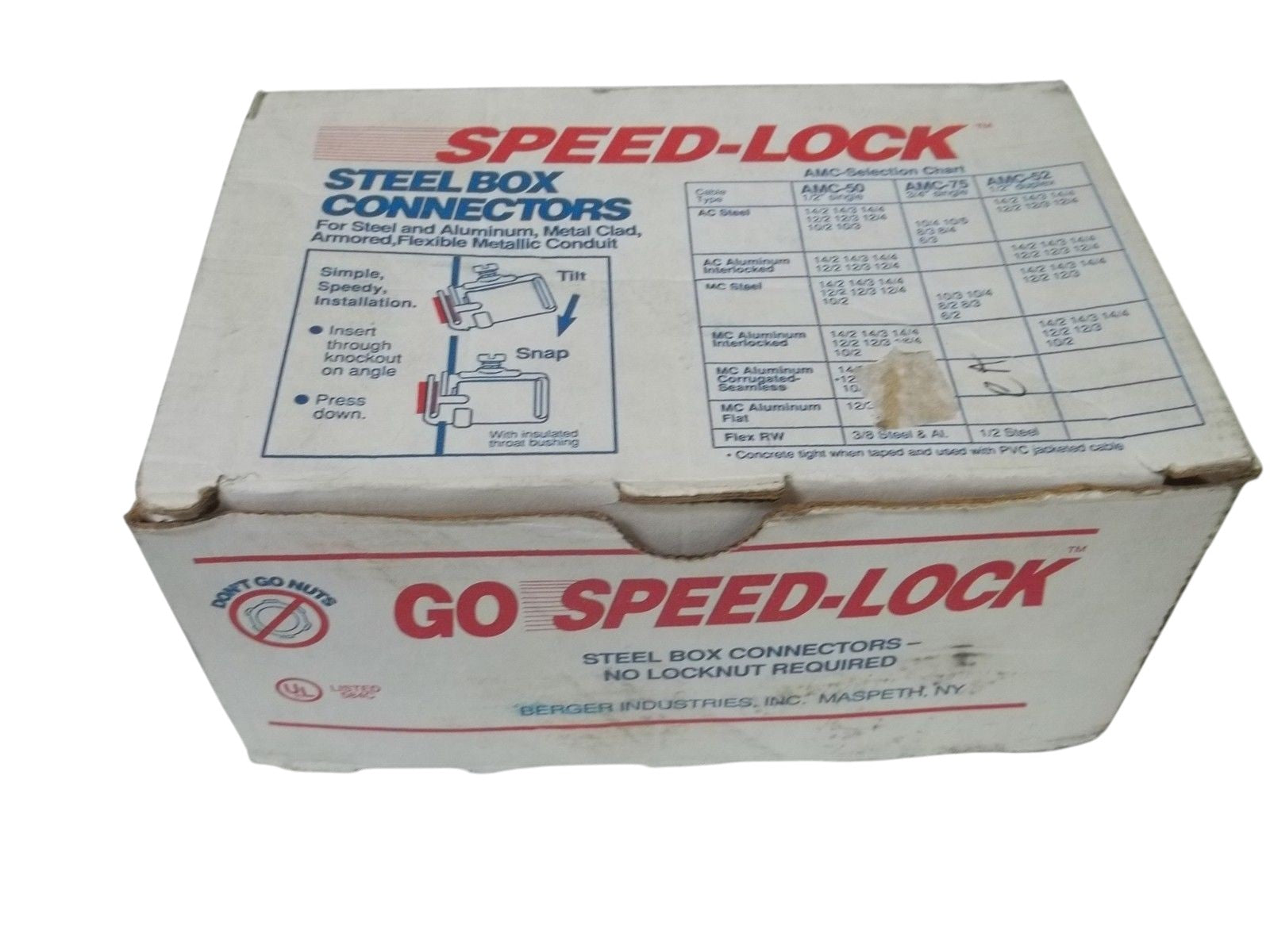 LOT OF 25 SPEED-LOCK AMC-75 3/4" STEEL BOX CONNECTORS NSMP