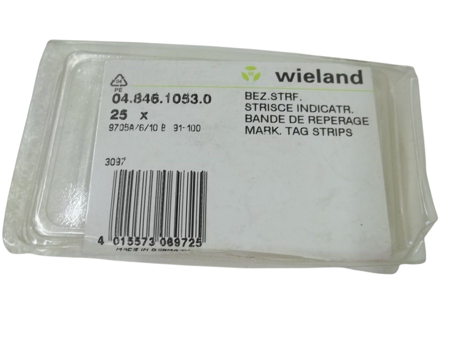 WIELAND 04.846.1053.0 MARK TAG STRIPS 91-100 (PKG OF 25)  NSNP