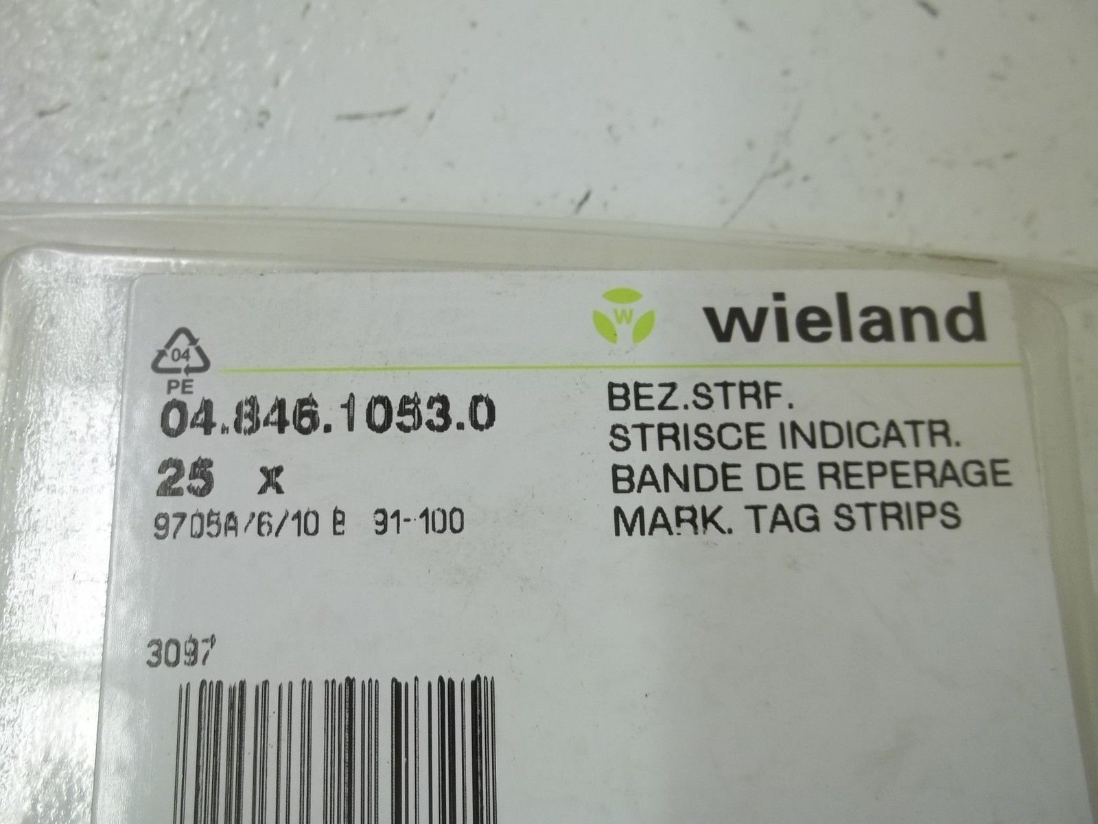 WIELAND 04.846.1053.0 MARK TAG STRIPS 91-100 (PKG OF 25)  NSNP