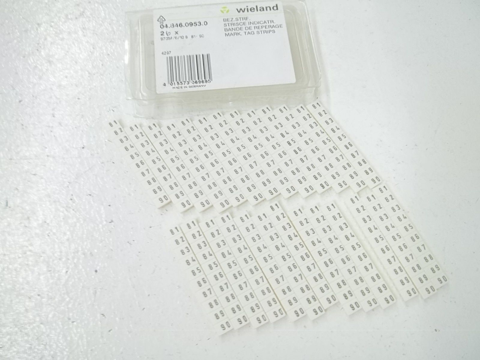 WIELAND 04.846.0953.0 MARK. TAG STRIPS 81-90(PKG OF 26) NSMP