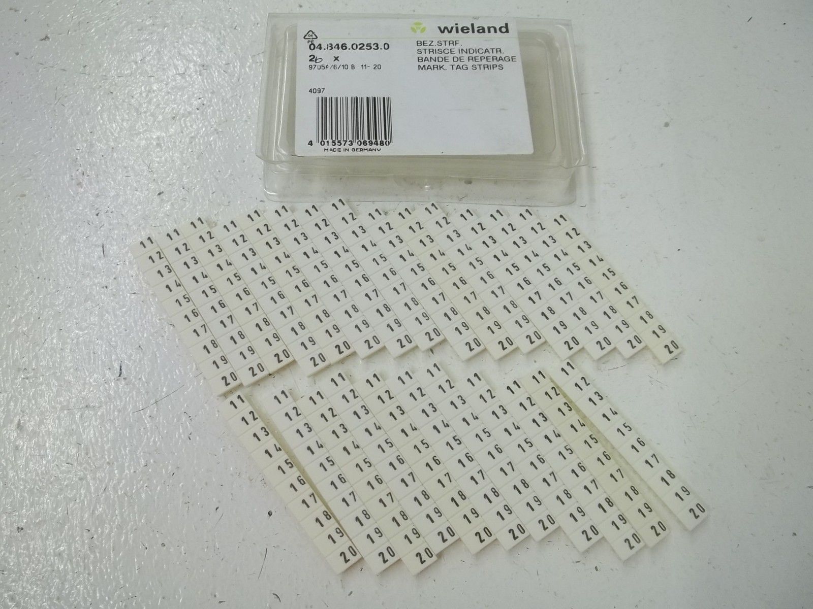 LOT OF 26 WIELAND 04.846.0253.0 MARK. TAG STRIPS 11-20 NSMP