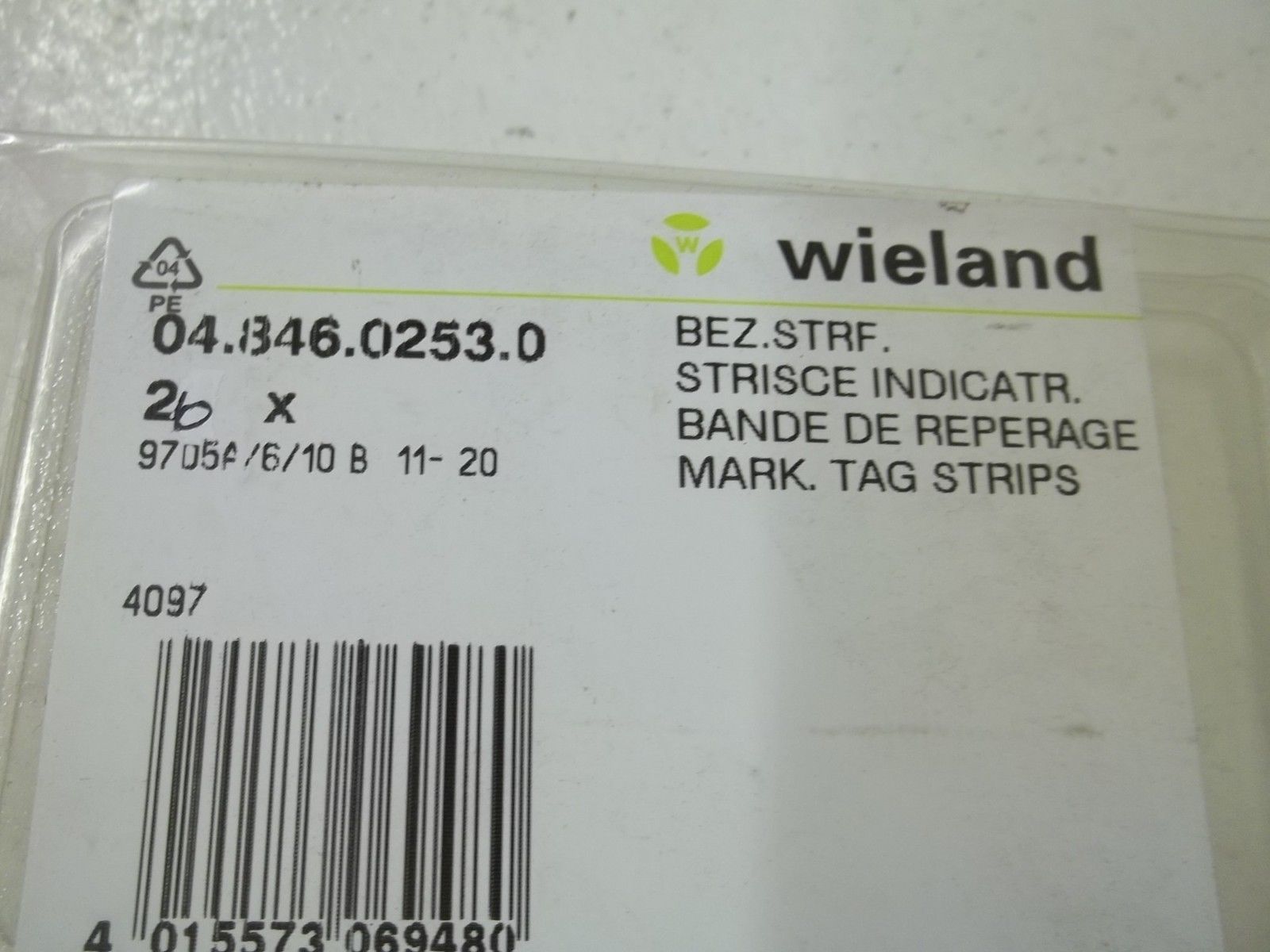 LOT OF 26 WIELAND 04.846.0253.0 MARK. TAG STRIPS 11-20 NSMP