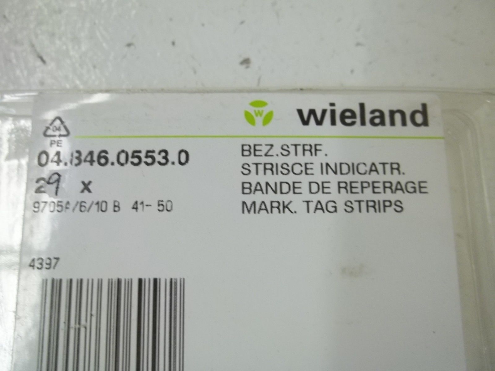 WIELAND 04.846.0553.0 MARK.TAG STRIPS 41-50 (PKG OF 29) NSMP