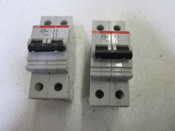 LOT OF 2 ABB S272-K16A CIRCUIT BREAKER UNMP