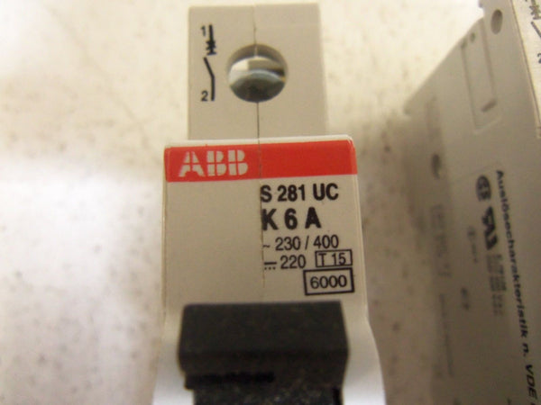 LOT OF 2 ABB S2A1UC-K6 CIRCUIT BREAKER NSMP