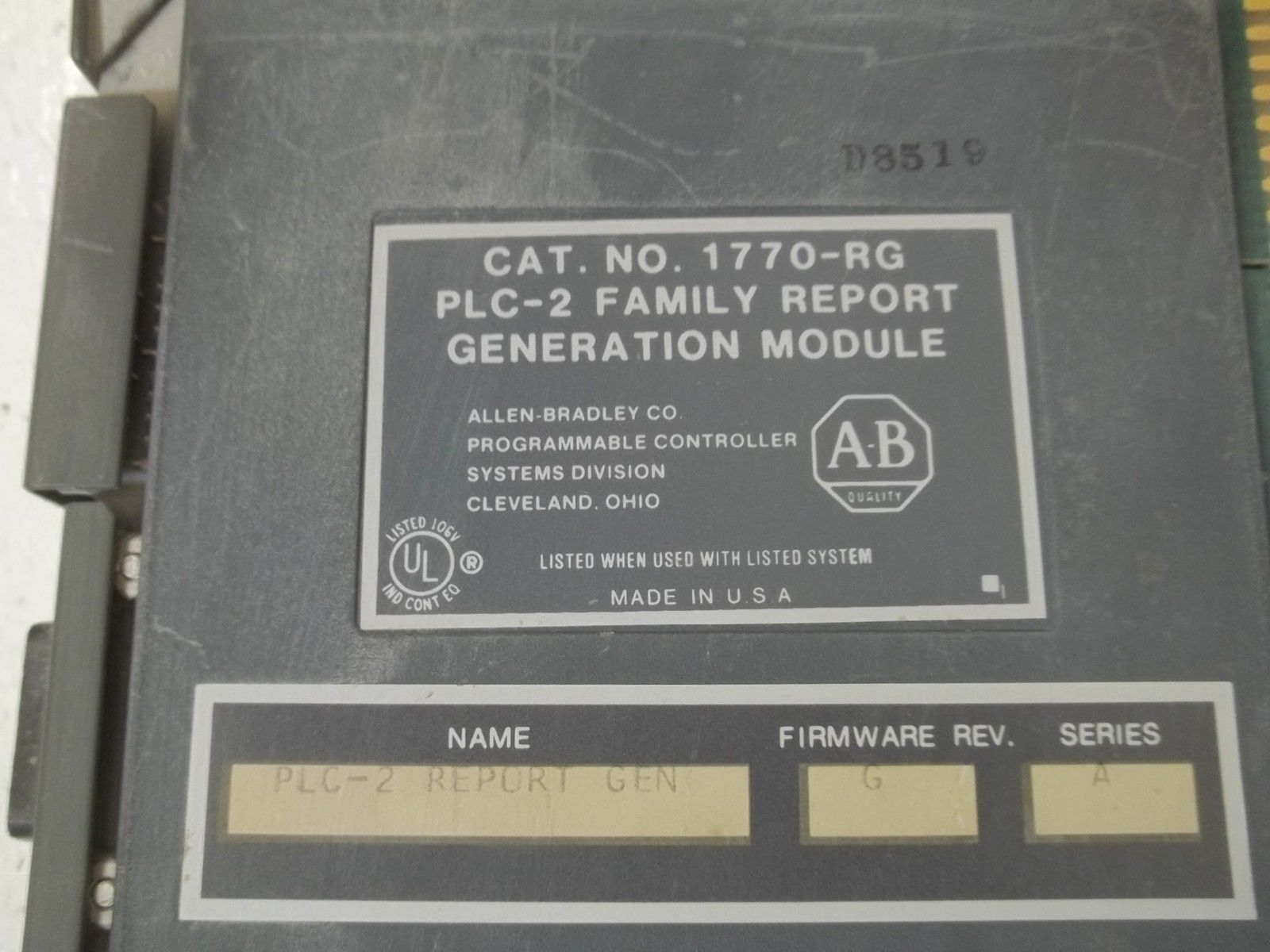 LOT OF 2 INDUSTRIAL SPARE PART 1770-RG SER.A PLC-2 FAMILY REPORT GENERATION MODULE UNMP