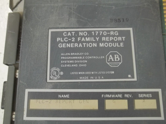 LOT OF 2 ALLEN BRADLEY 1770-RG SER.A PLC-2 FAMILY REPORT GENERATION MODULE *USED
