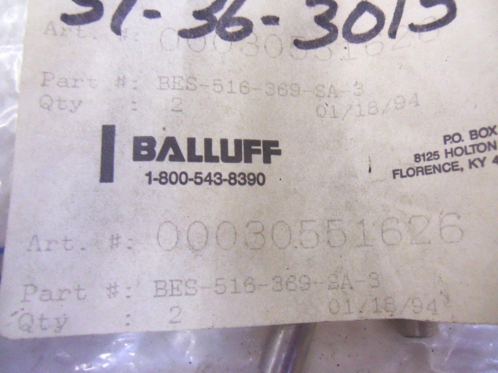 LOT OF 2 BALLUFF BES 516-369-SA 3 *NEW IN BAG*