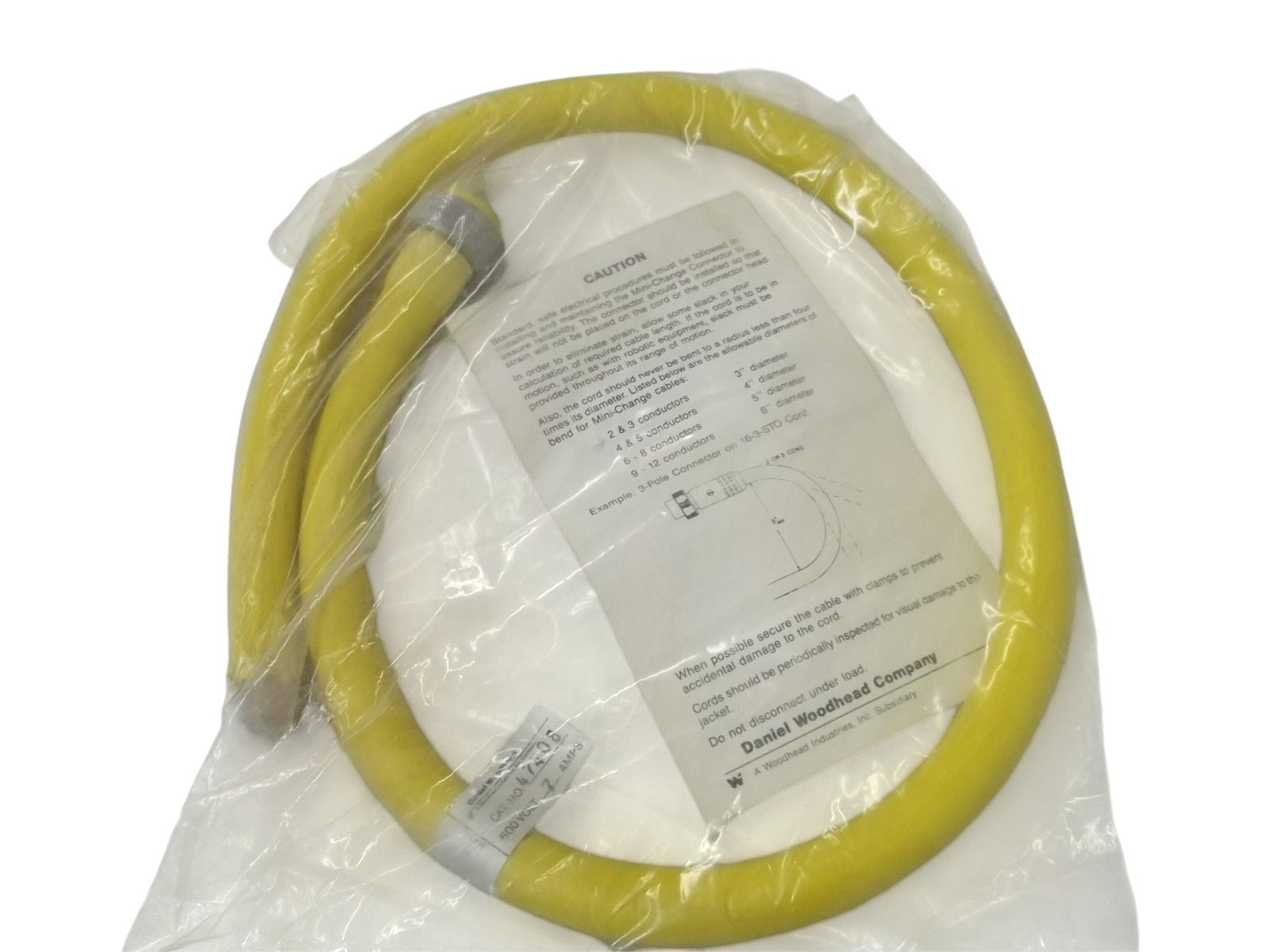 LOT OF 2 BRAD HARRISON 47408 CORDSET YEL 3FT 12POLE STR.MALE CONN.16/12AWGUNMP