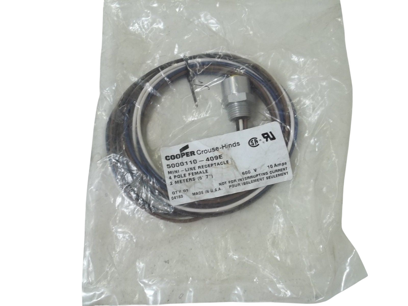 LOT OF 2 COOPER 5000110-409E MINI-LINE RECEPTACLE 4-P FEMALE 2M. NSMP