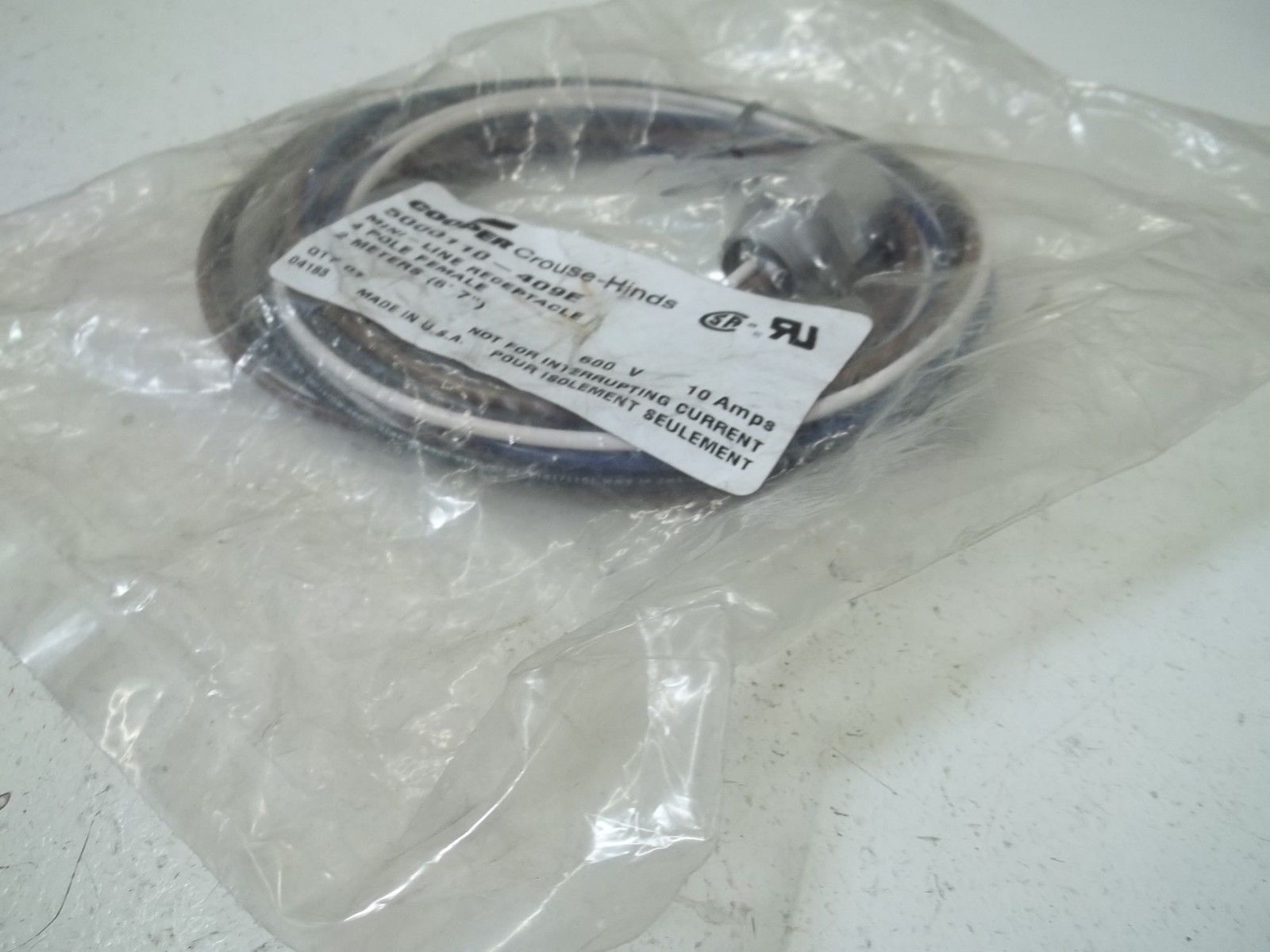 LOT OF 2 COOPER 5000110-409E MINI-LINE RECEPTACLE 4-P FEMALE 2M. NSMP