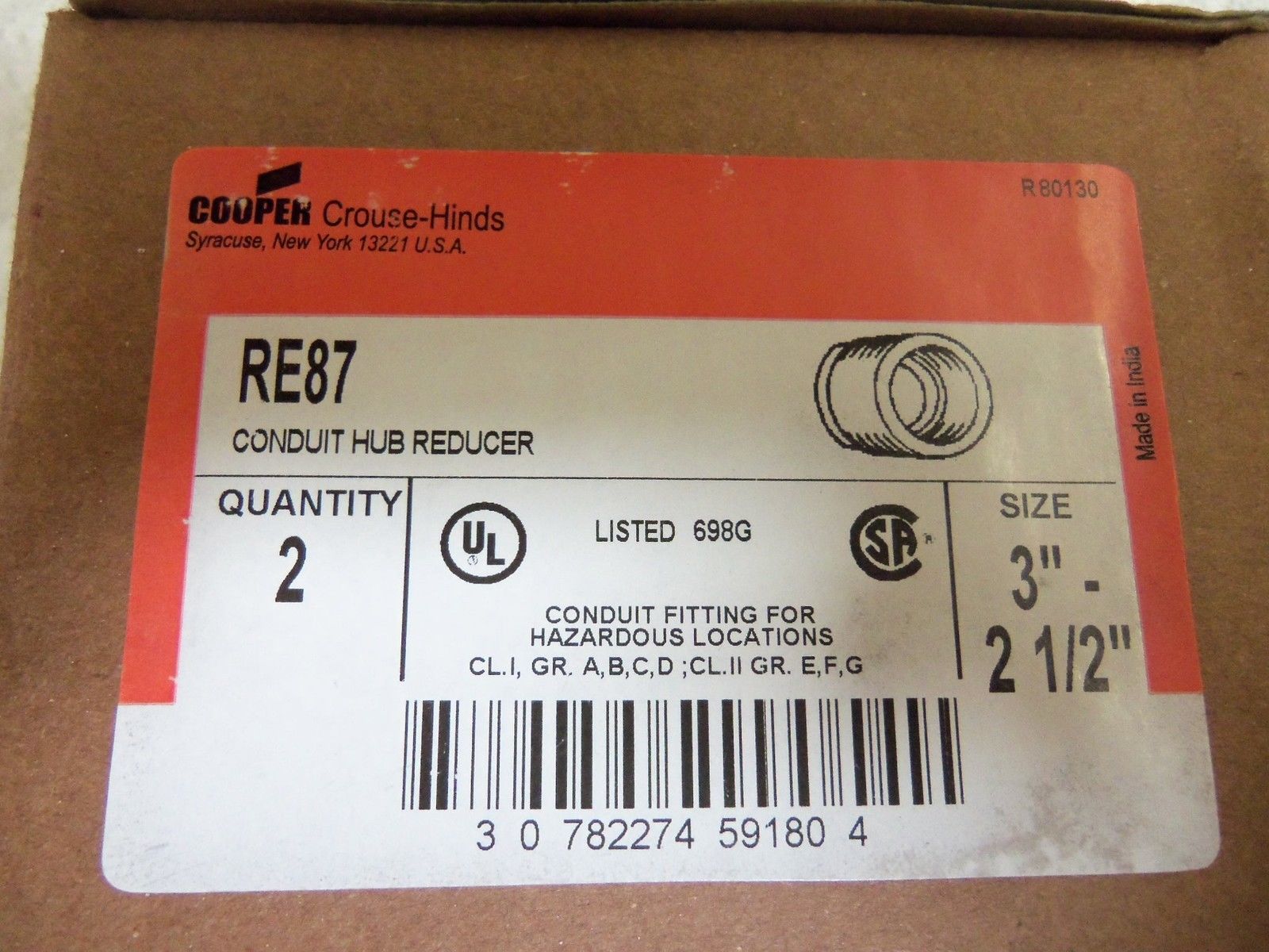 LOT OF 2 CROUSE-HINDS RE87 CONNECTOR NSMP