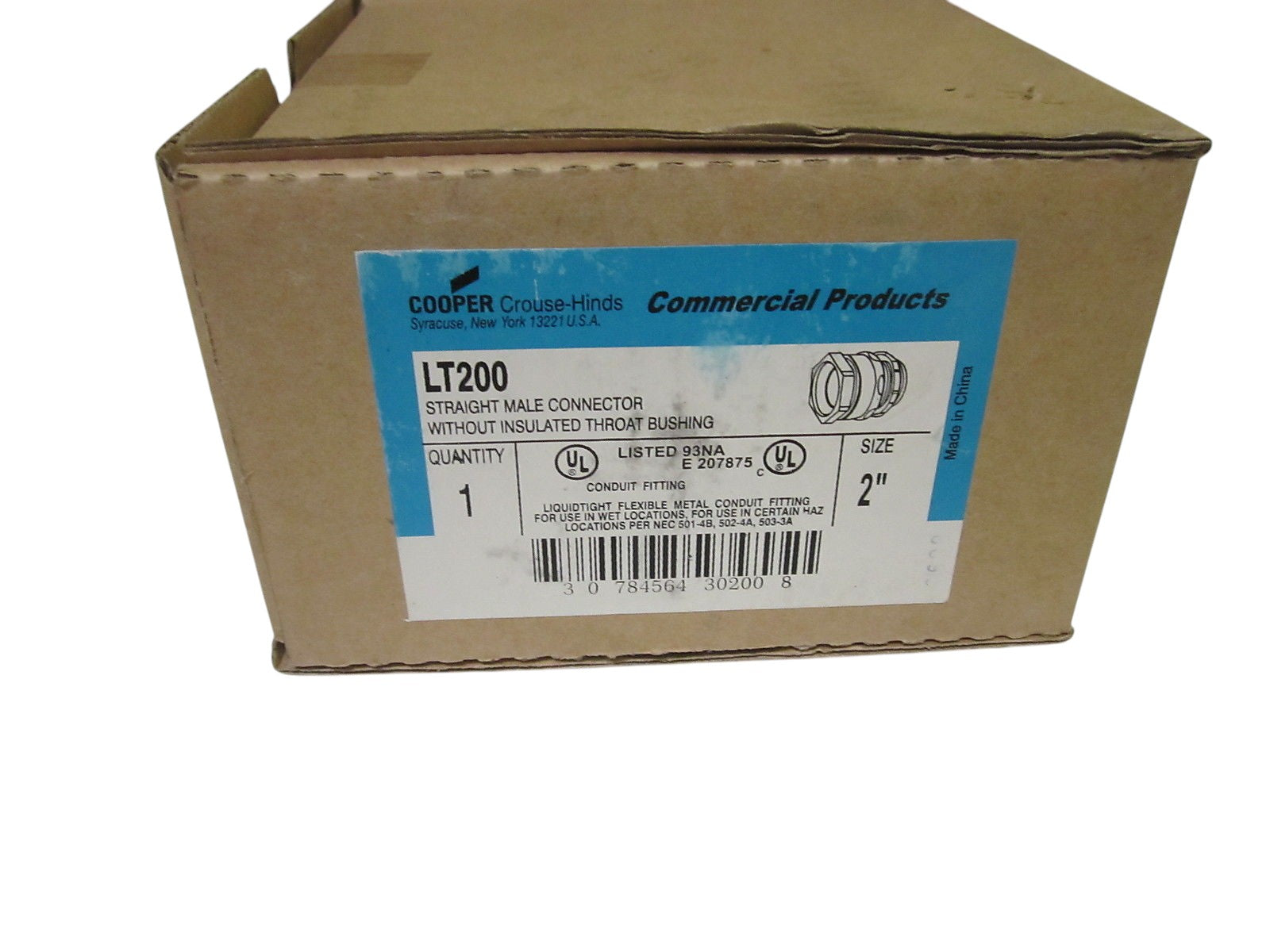 LOT OF 2 CROUSE-HINDS LT200 STRAIGHT MALE CONNECTOR NSMP