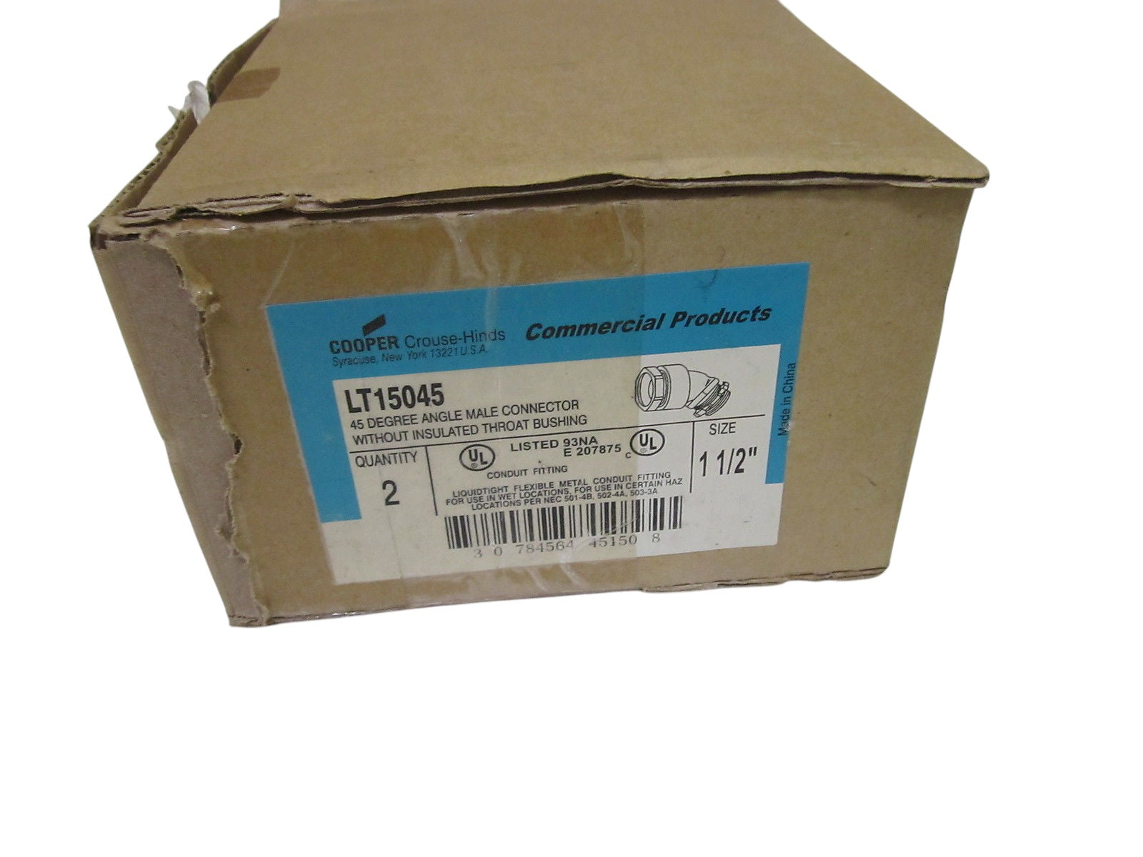 LOT OF 2 CROUSE-HINDS LT15045 45 DEGREE CONNECTOR 1-1/2" NSMP