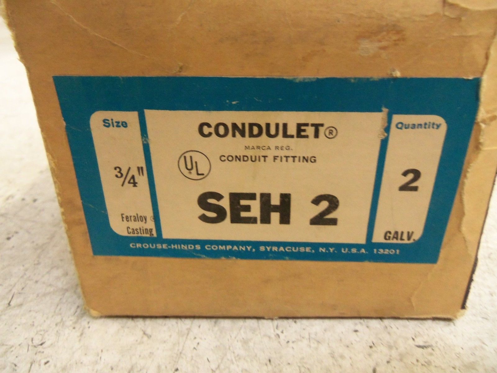 LOT OF 2 CROUSE-HINDS SEH2 CONDUIT (MISSING TOP OF BOX) NSMP