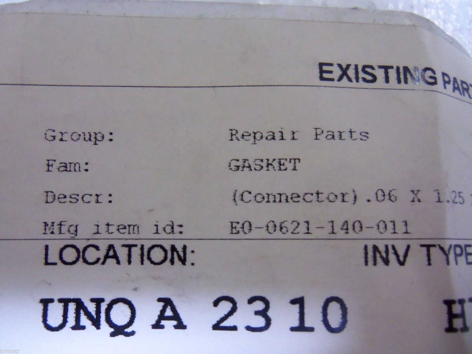 LOT OF 2 E0-0621-140-011 REPAIR PARTS GASKET .06 X 1.25 X 1.25FNSNP