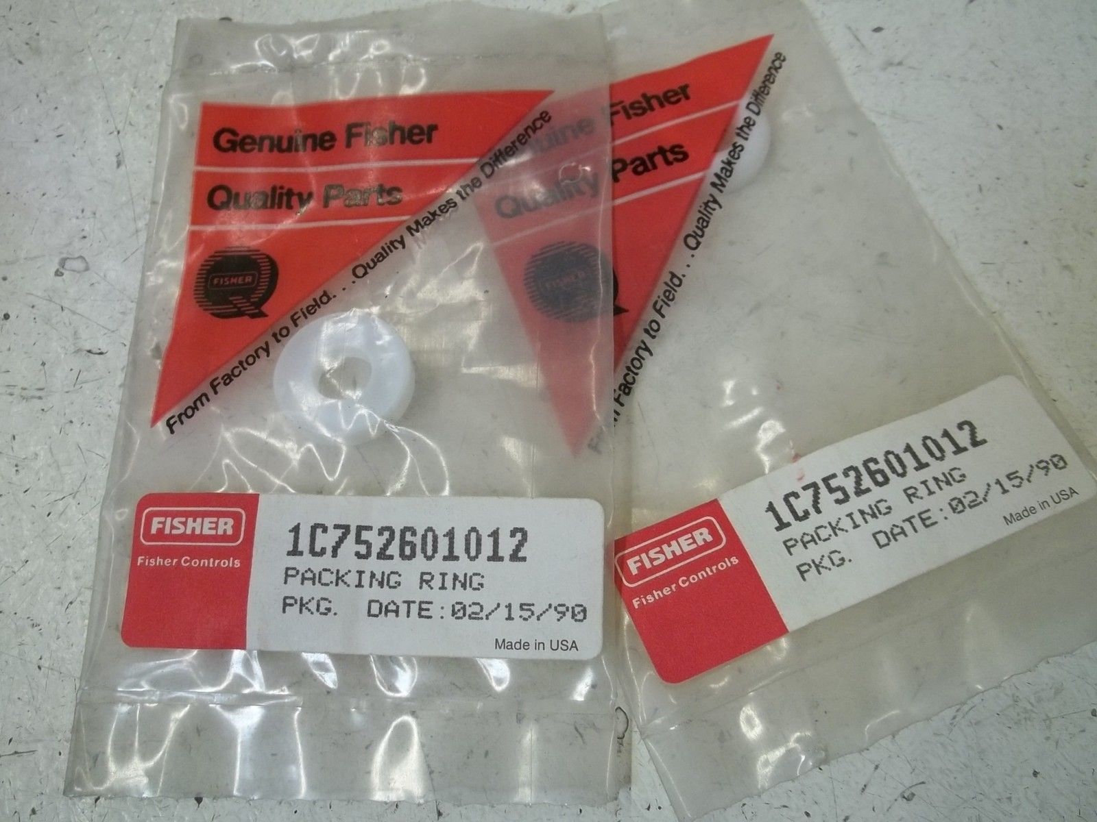 LOT OF 2 FISHER 1C752601012 PACKING RING NSMP