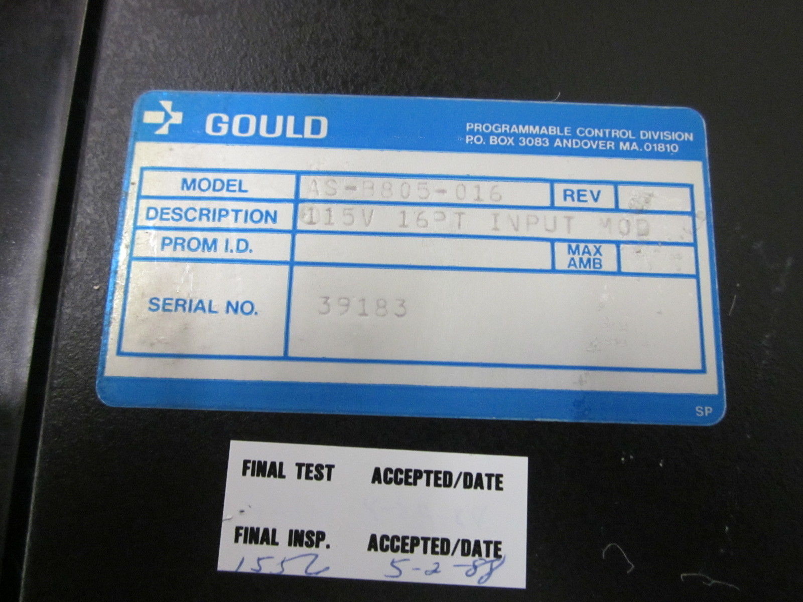 GOULD AS-B805-016 INPUT MODULE  UNMP