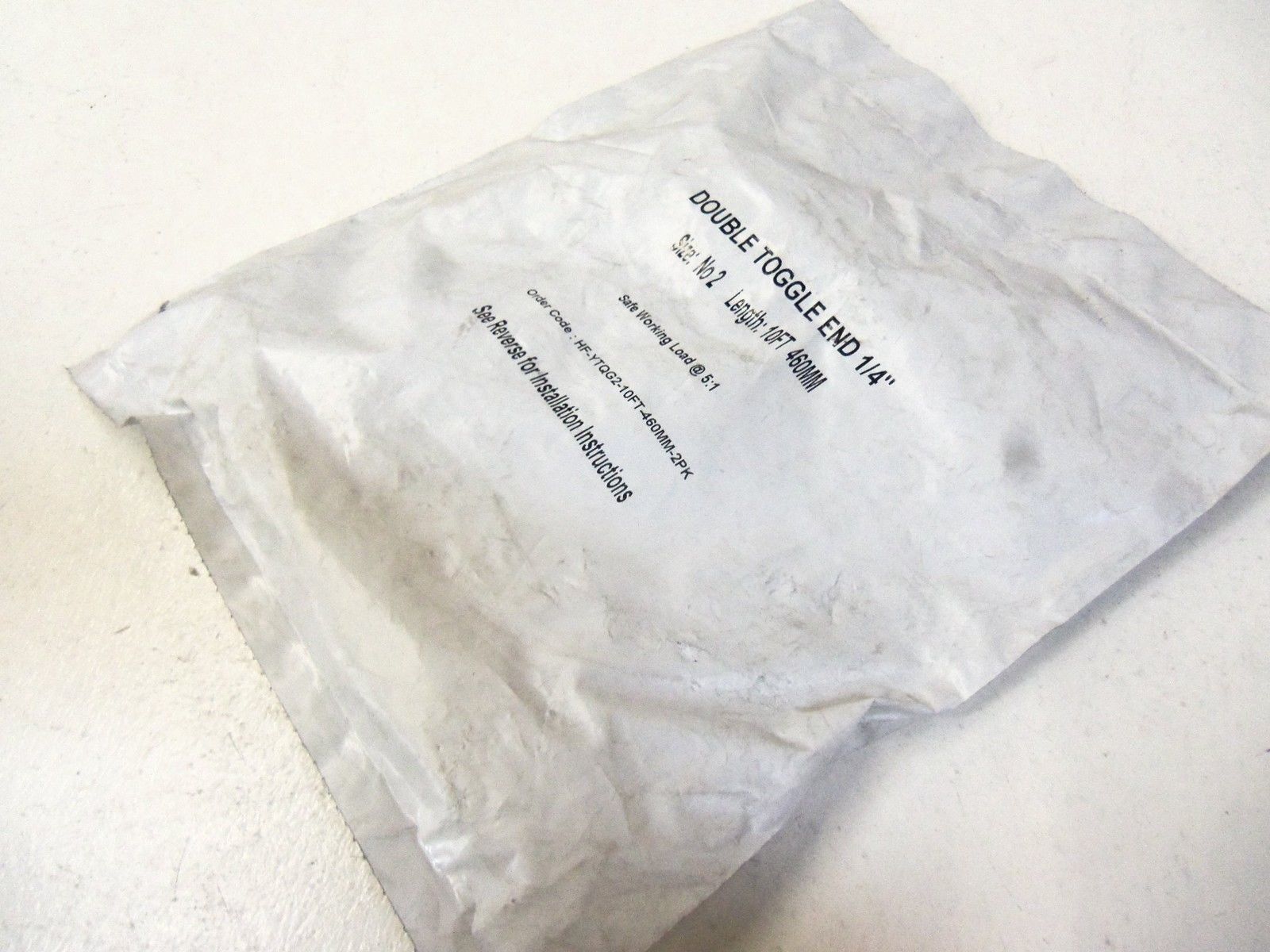 LOT OF 2 GRIPPLE DOUBLE TOGGLE END 1/4"  HF-YTQG2-10FT-460MM-2PK  FACTORY BAG