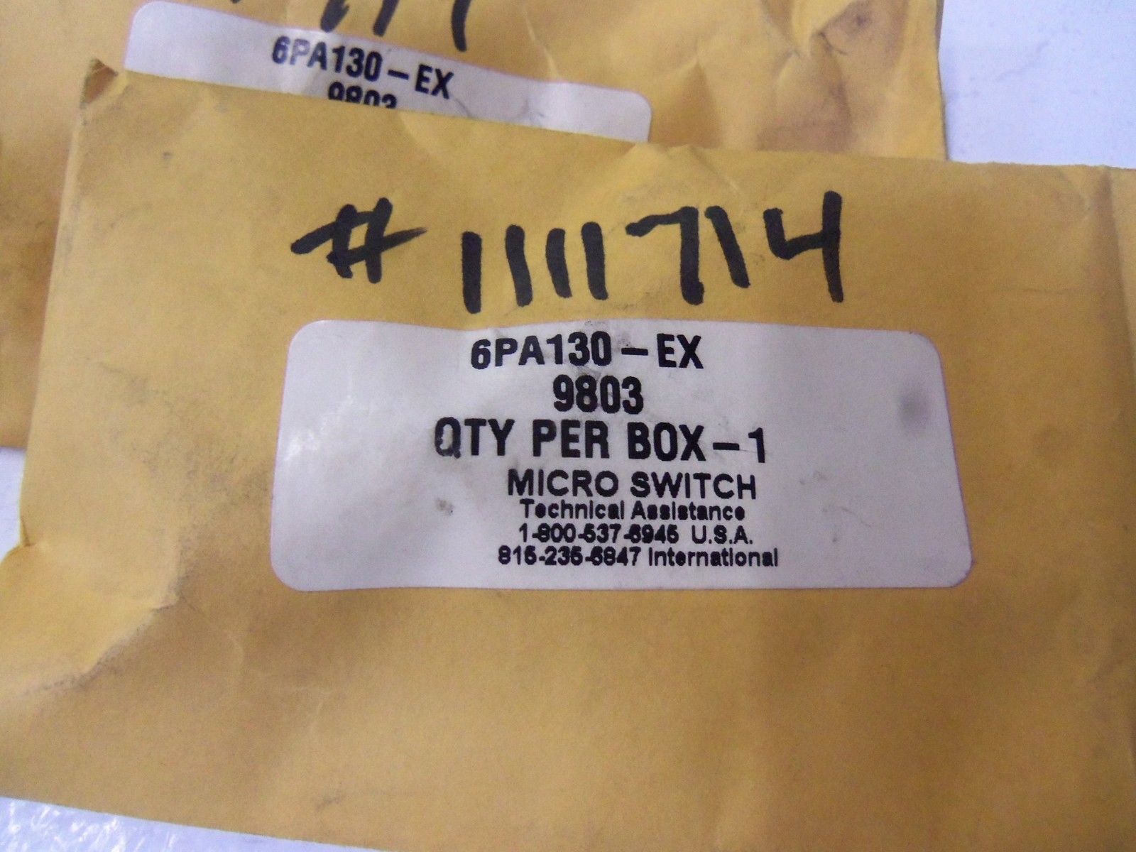 LOT OF 2 MICROSWITCH 6PA130-EX NSNP