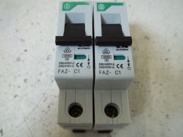 LOT OF 2 MOELLER FAZ-C1 CIRCUIT BREAKER NSNP