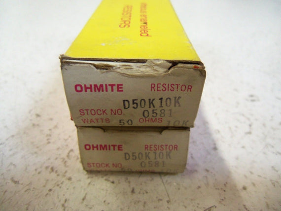 LOT OF 2  OHMITE RESISTOR D50K10K *NEW IN BOX*