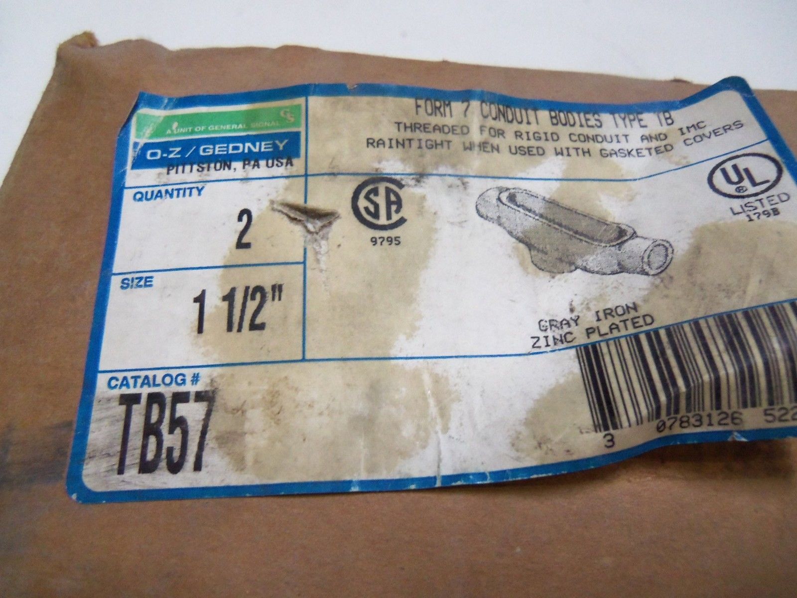 OZ/GEDNEY TB57 CONDUIT OUTLET BODY (PKG OF 2) NSMP