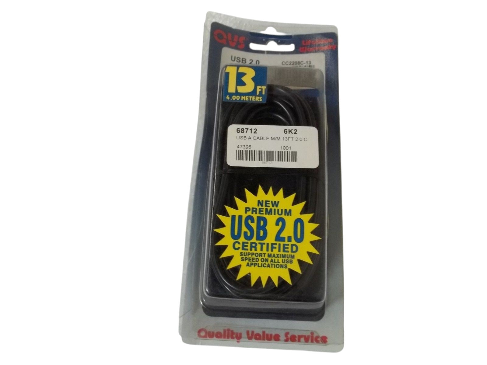 LOT OF 2 QVS CC2208C-13 USB A CABLE M/M 13FT 2.0C NSMP