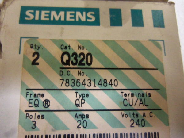LOT OF 2 SIEMENS Q320 CIRCUIT BREAKER NSMP