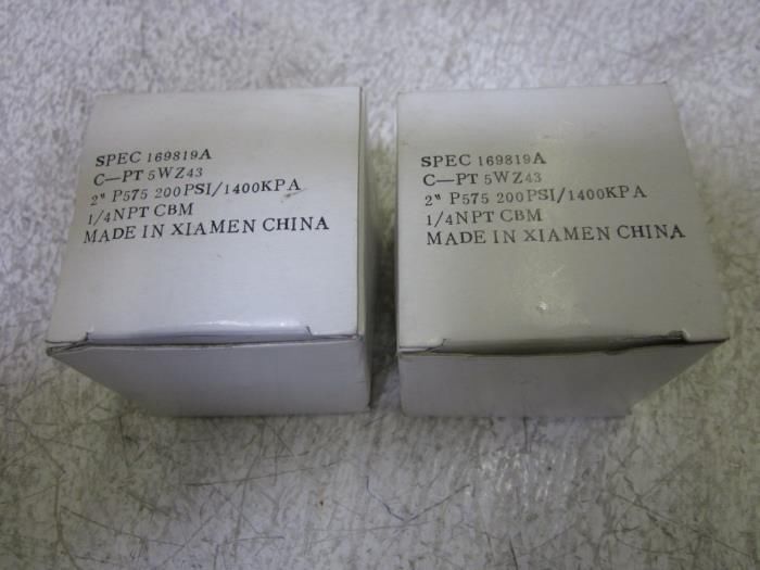 LOT OF 2 SPEC 169819A 2" 200PSI 1400KPA GAUGE NSMP
