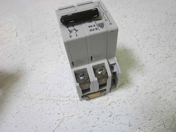 LOT OF 2 STOTZ S212-K6 2P 6A CIRCUIT BREAKER W/ AUXILIARY CONTACT NSMP