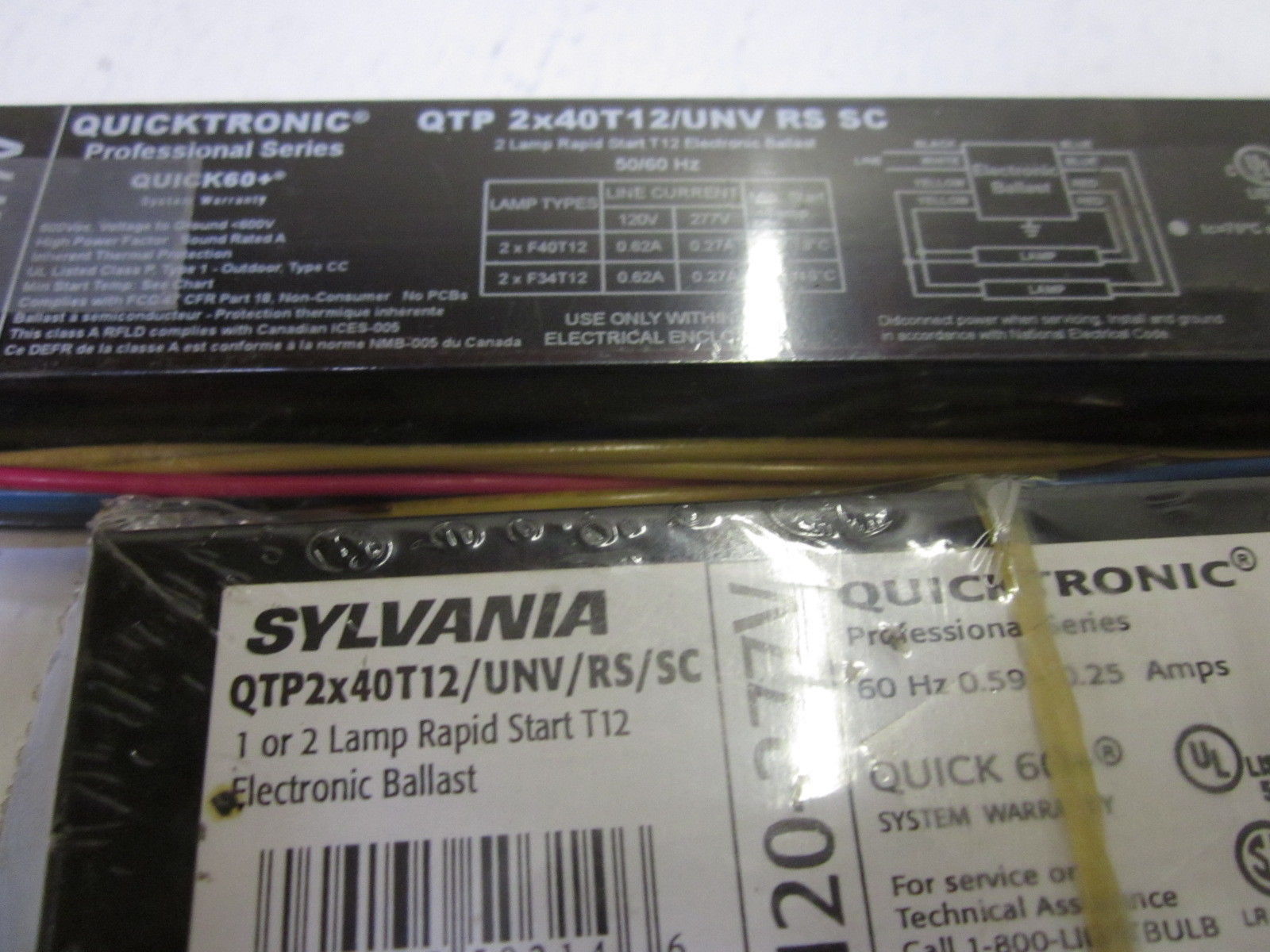 LOT OF 2 SYLVANIA QTPZX40T12/UNV/RS/SC NSNP