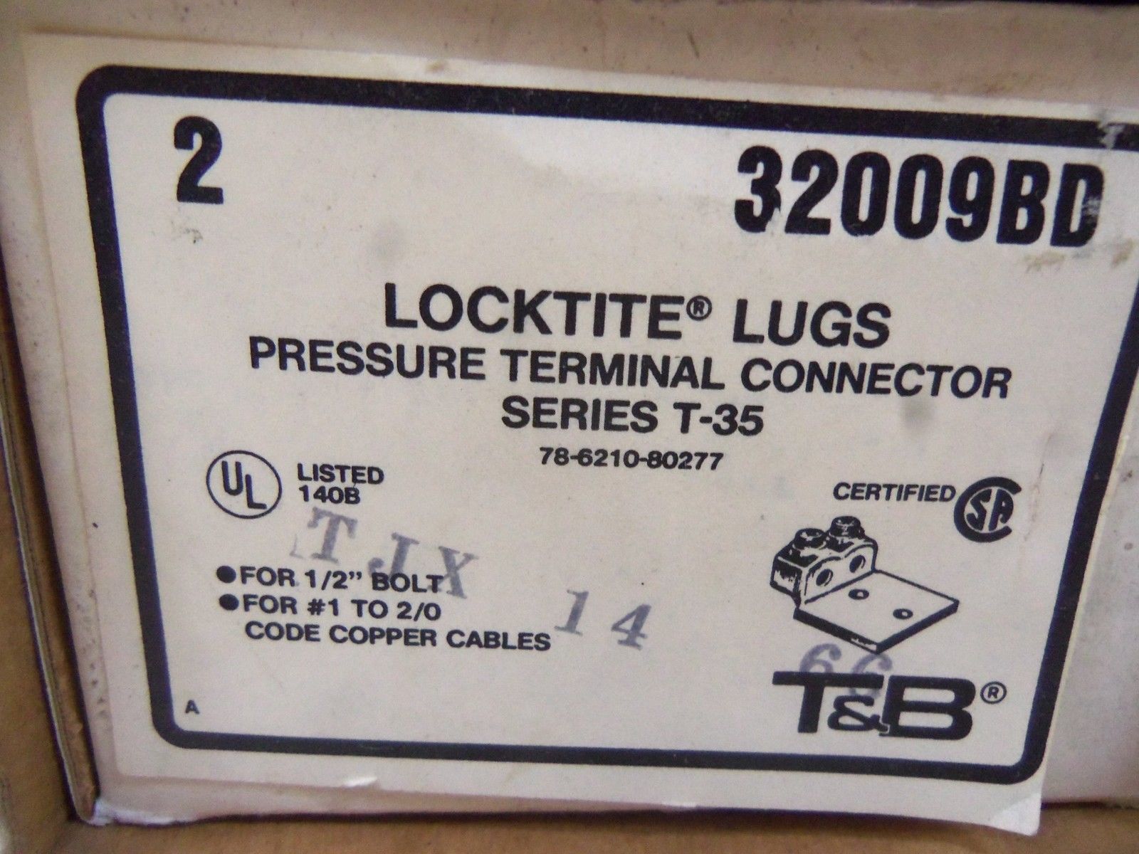 LOT OF 2 THOMAS & BETTS 32009BD PRESSURE TERMINAL CONNECTOR NSMP