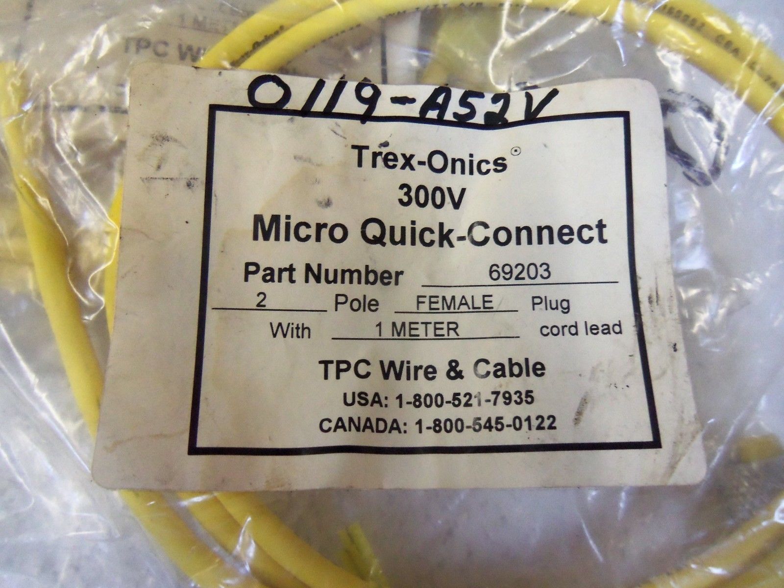 LOT OF 2 TPC WIRE & CABLE CONNECTOR 69203 UNMP